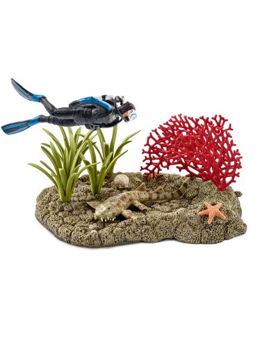 Фигурки Schleich от серията Аксесоари към Диви Животни: Водолаз в кораловия риф - 1