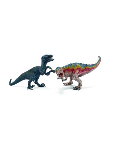 Фигурка Schleich от серията Аксесоари към Динозаври: Комплект - Тиранозавър и Велосираптор - малки - 1
