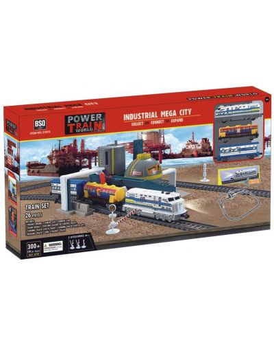 Игрален комплект BSQ Power Train World - Товарен влак с петролна рафинерия, 300 cm
