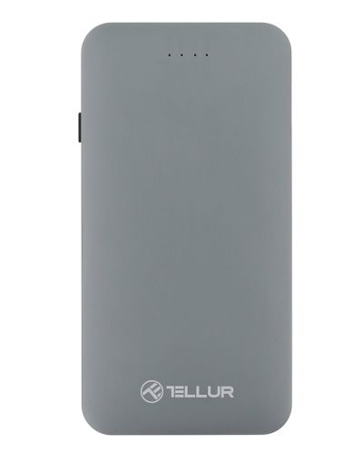 Портативна батерия Tellur - Slim Metallic, 5000 mAh, сива - 1