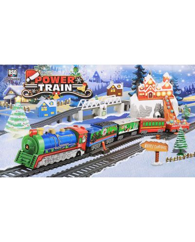 Игрален  комплект Power Train World - Коледен влак, 732 cm, със светлини - 2