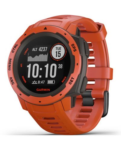 Смарт часовник Garmin - Instinct, 23mm, червен - 1