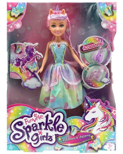 Кукла Funville Sparkle Girlz - Дъга и Еднорог, 28 cm, асортимент - 2
