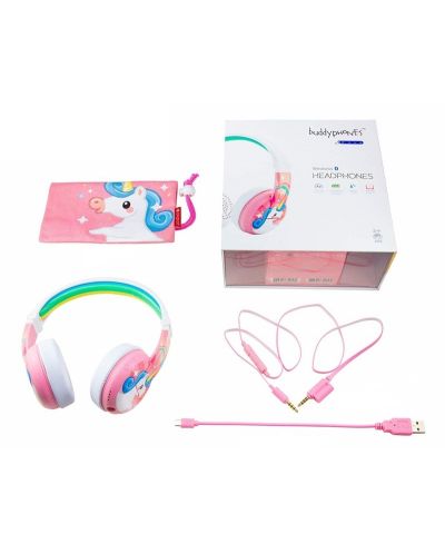 Детски слушалки BuddyPhones - Wave Unicorn, безжични, розови - 4