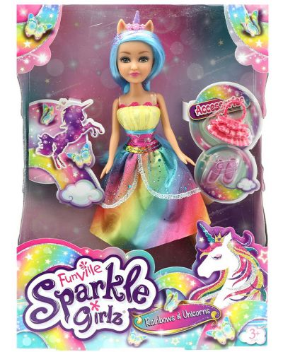 Кукла Funville Sparkle Girlz - Дъга и Еднорог, 28 cm, асортимент - 3