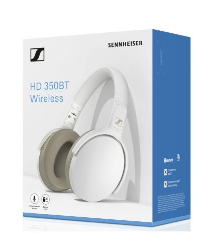 Безжични слушалки с микрофон Sennheiser - HD 350BT, бели - 5