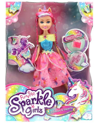 Кукла Funville Sparkle Girlz - Дъга и Еднорог, 28 cm, асортимент - 4