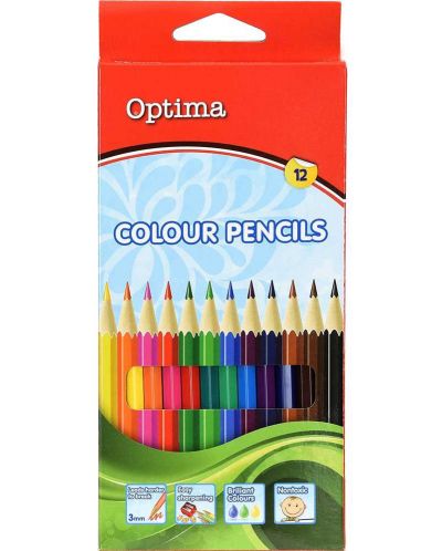 Цветни моливи Optima - 12 цвята - 1
