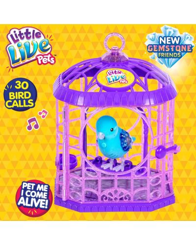Интерактивно пеещо птиче в клетка Moose Little Live Pets – Starflake, синьо - 4