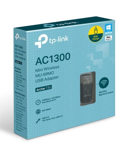 Безжичен USB адаптер TP-Link - Archer T3U, 1.3Gbps, черен - 2