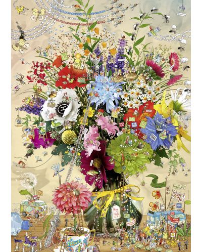 Пъзел Heye от 1000 части - Живота на цветята, Марино Дегано - 2
