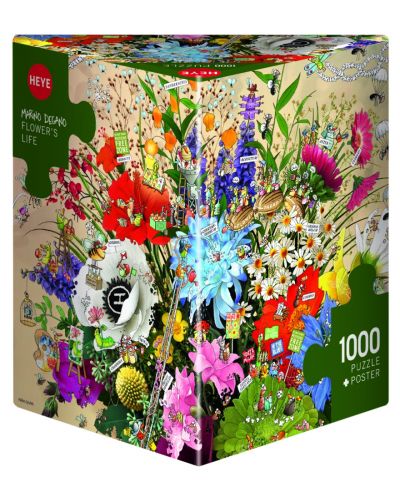 Пъзел Heye от 1000 части - Живота на цветята, Марино Дегано - 1