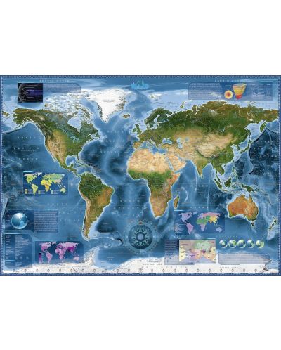 Пъзел Heye от 2000 части - Сателитна карта на Земята - 2