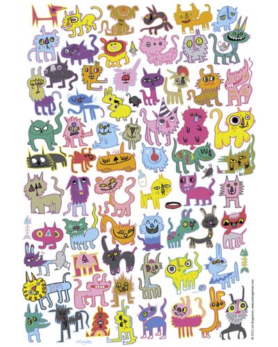 Мини пъзел Heye от 150 части - Скицирани котки, Джон Бургерман - 2