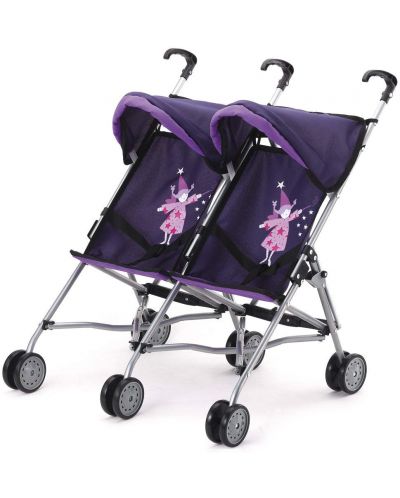 Количка за кукли Bayer Twin Buggy - За близнаци, лилава - 2