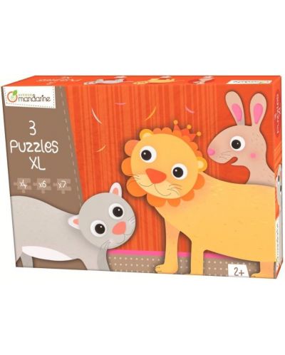 Детски пъзел 3 в 1 Avenue Mandarine - Коте, лъвче, зайче