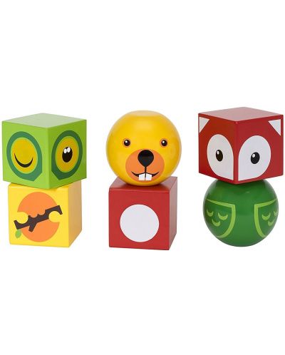 Дървени кубчета за игра Brio - Горски животни, с магнити - 3