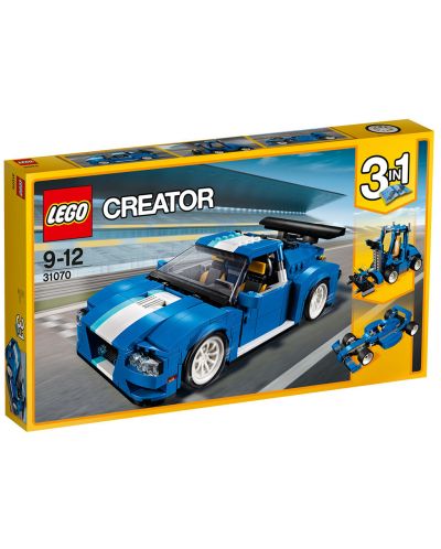 Конструктор 3 в 1 Lego Creator – Турбо състезателен автомобил (31070) - 1
