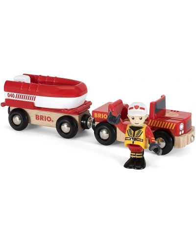Играчка Brio World - Пожарна кола със спасителна лодка - 4