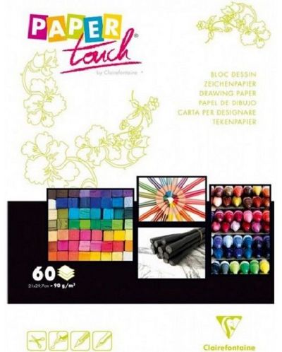 Блок за рисуване Clairefontaine Paper Touch - 60 листа, бели листове, А4