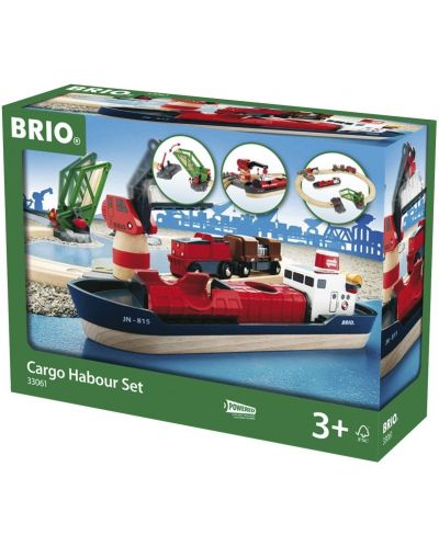 Комплект Brio - Влак с релси и аксесоари, Товарно пристанище, 16 части - 1
