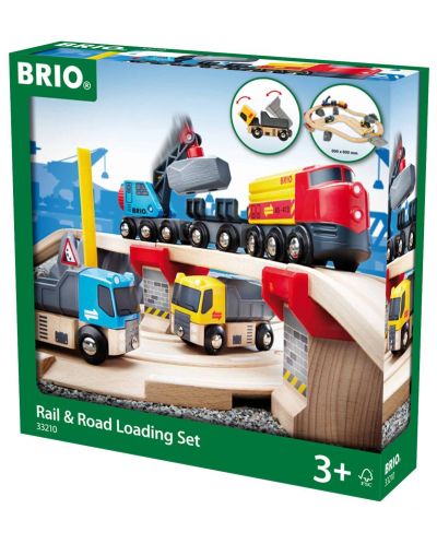 Комплект Brio - Влак с релси и аксесоари, Rail & Road Loading, 32 части - 1