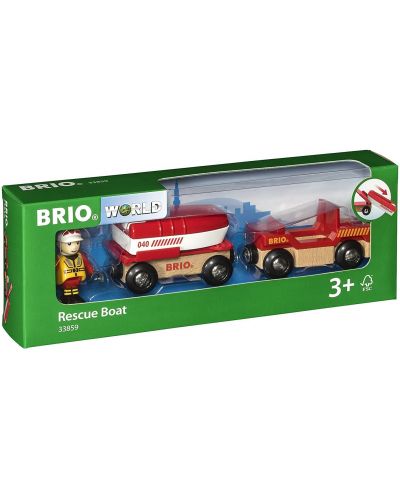 Играчка Brio World - Пожарна кола със спасителна лодка - 1