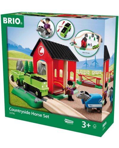 Комплект Brio - Влак с релси и аксесоари, Countryside Horse Set, 28 части - 1