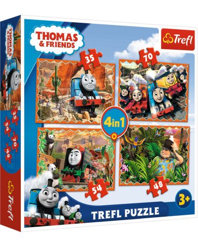 Пъзел Trefl 4 в 1 - Пътешествие около света, Thomas & Friends - 1