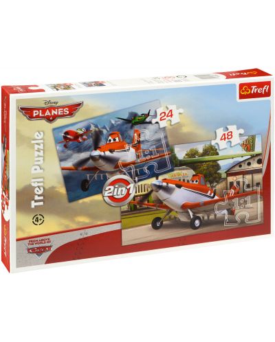Пъзел Trefl 2 в 1 - Самолети Дъсти и приятели