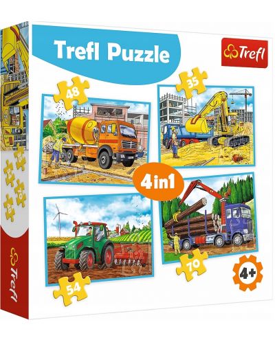 Пъзел Trefl 4 в 1 - Големи машини