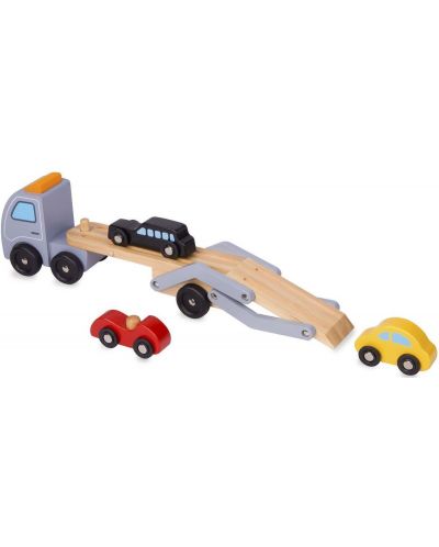 Дървена играчка Classic World - Автовоз с три колички - 3