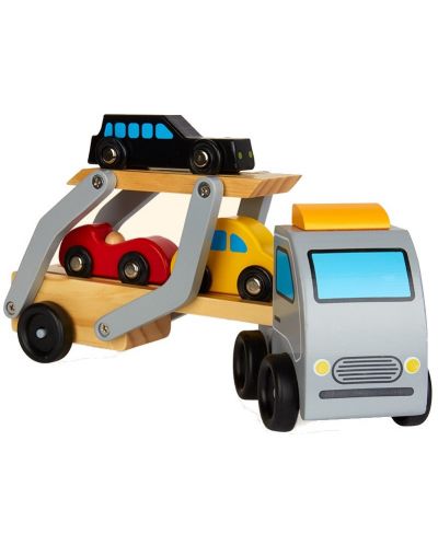 Дървена играчка Classic World - Автовоз с три колички - 2