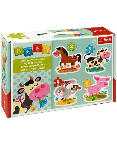 Бебешки пъзел Trefl Baby 4 в 1 - Животните на село