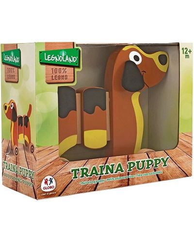 Дървена играчка за дърпане Globo Legnoland - Кученце