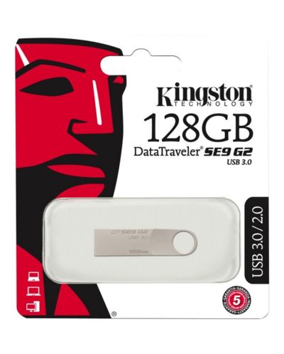 Флаш памет Kingston - DT, 128GB, USB 3.0, сива - 1