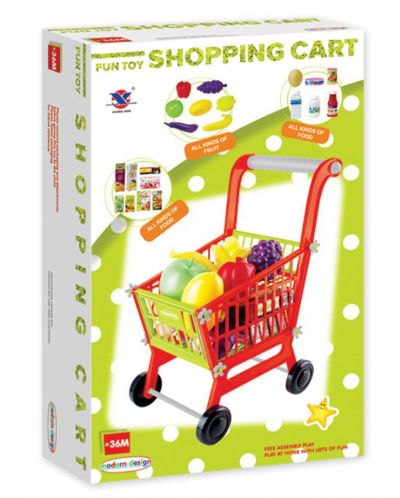 Игрален комплект Fun Toy - Количка за пазаруване, с включени продукти - 2