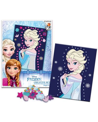 Креативен комплект Starpak Frozen - Рисуване с пайети - 1
