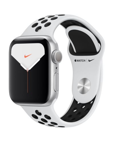 Смарт часовник Apple Nike + S5 - 40mm, сребрист, сребриста/черна силиконова каишка - 1