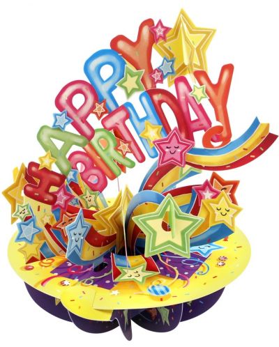 3D картичка Santoro Pirouettes - Happy Birthday, Shooting Stars - 1