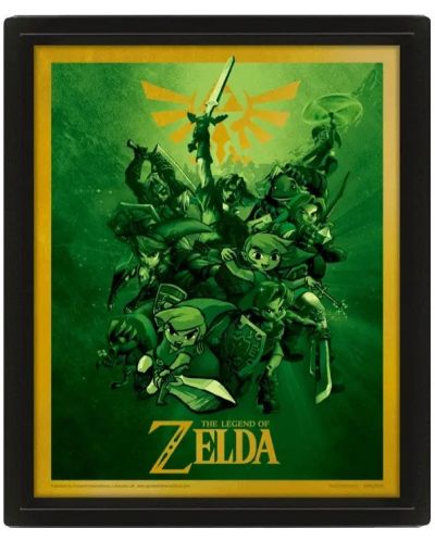 3D плакат с рамка Pyramid Games: The Legend of Zelda - Link - 1