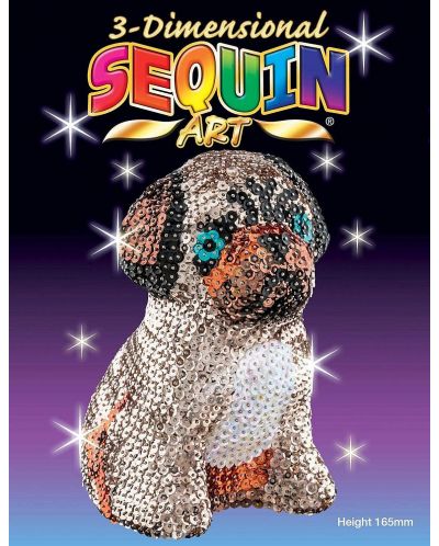 Творчески комплект KSG Crafts Sequin Art - 3D фигурка от пайети, Мопс - 1