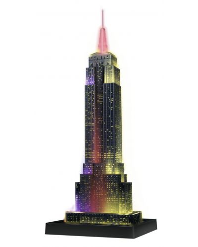 3D пъзел Ravensburger от 216 части - Емпайър Стейт Билдинг, със светлини - 2
