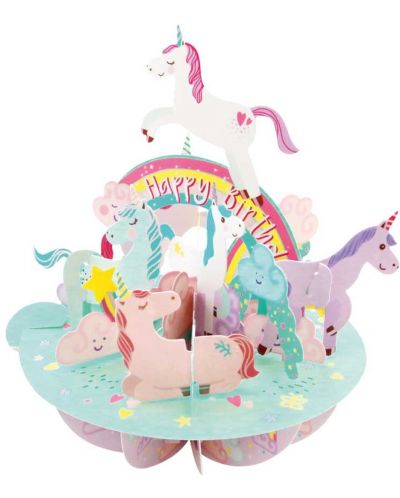 3D картичка Santoro Pirouettes - Birthday Unicorn - 1