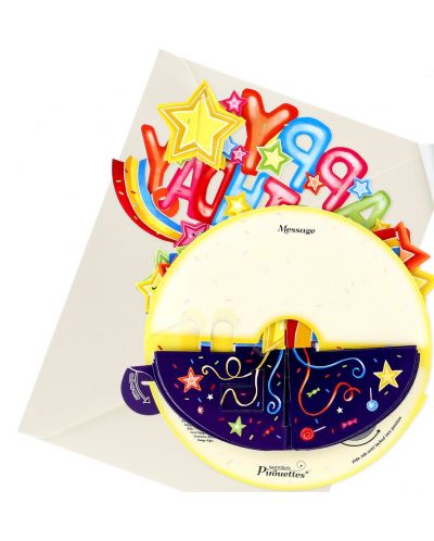 3D картичка Santoro Pirouettes - Happy Birthday, Shooting Stars - 3