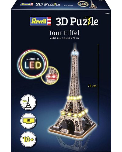 3D Пъзел Revell - Айфелова кула с LED осветление - 1