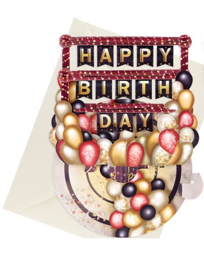 3D картичка Santoro Pirouettes - Birthday Balloons - 2