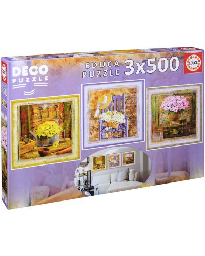 Пъзел Educa от 3 x 500 части - Вълшебни моменти, Гейл Мари