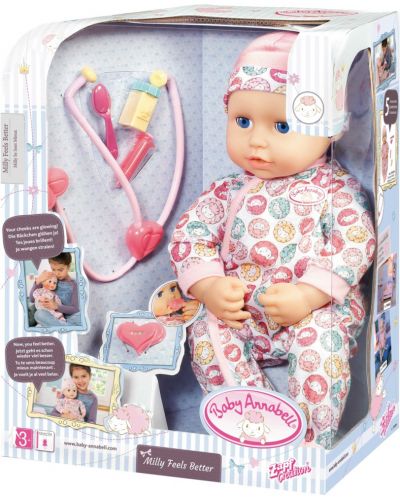 Интерактивна кукла-бебе Zapf Creation - Anabell Milly Feels Better, 43 cm - 1