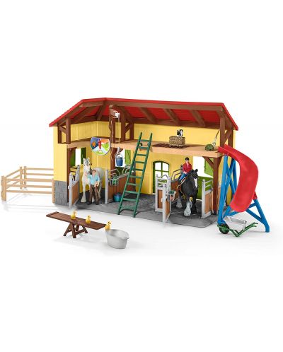 Комплект Schleich Farm World - Двуетажна конюшня, с фигурки и аксесоари - 1